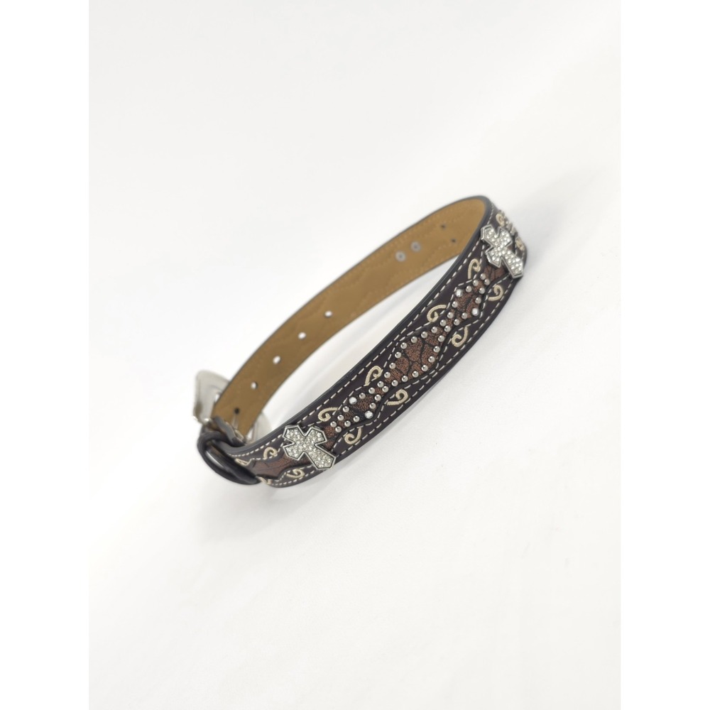 Ariat kid's 1/4'' crocodile cross belt brown Size 28in Full Length